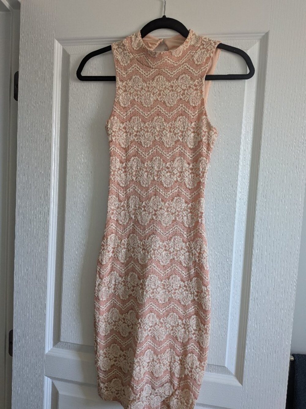 Pink / Cream Floral Lace Dress - Size Small